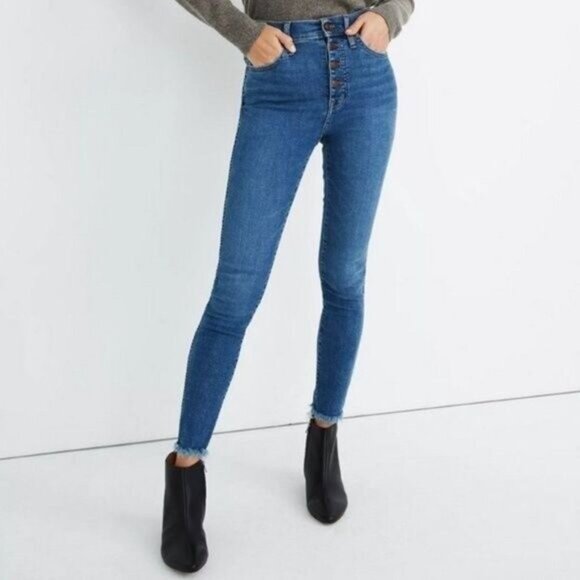 MADEWELL High-Rise Skinny Crop Jeans Mackey Button-Front Sz 27 - Picture 15 of 15